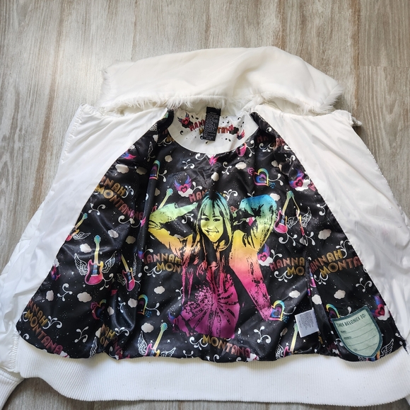 VTG Disney Hannah Montana White Puffer Coat Faux Fur Collar Girls Sz 14/16 - Picture 4 of 10